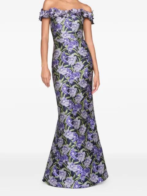 Olyssia floral-print off-shoulder maxi dress by THEIA