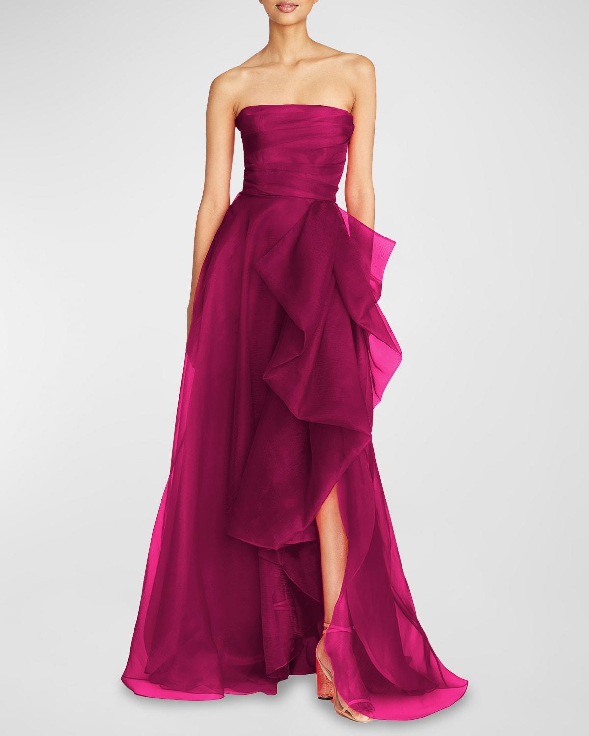 Teresa Draped Strapless Gown by THEIA