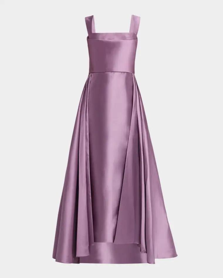 Zendaya Pleated High-Low Satin Gown by THEIA