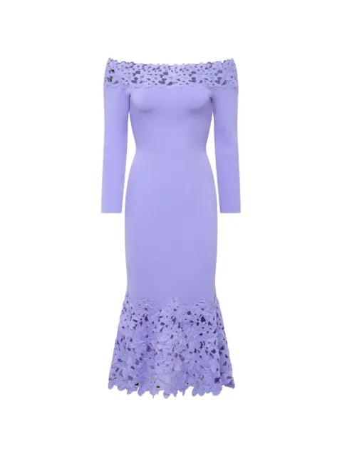 lace knit midi dress by THEIA
