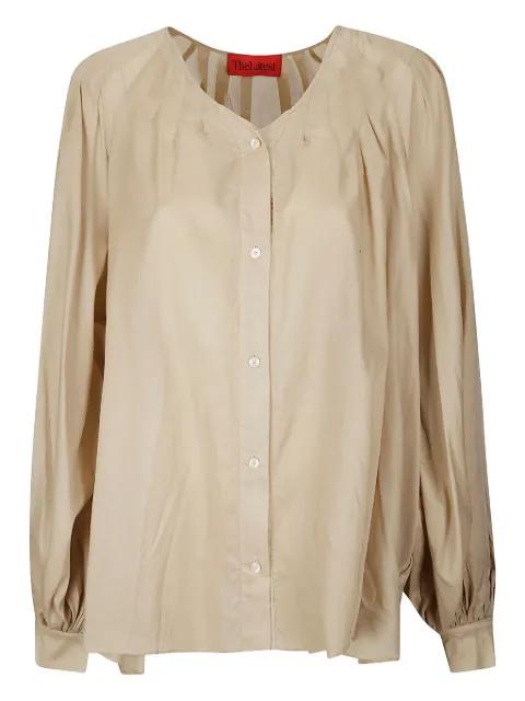 collarless shirt by THELATEST