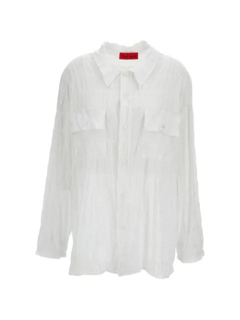 crinkled-effect patch-pocket shirt by THELATEST