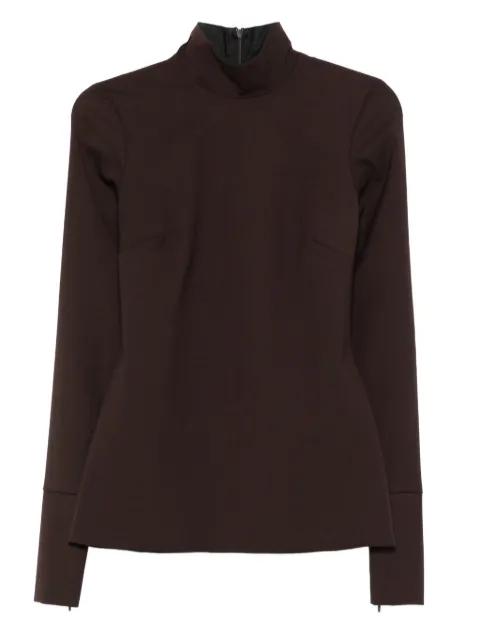 high-neck long-sleeve blouse by THELATEST