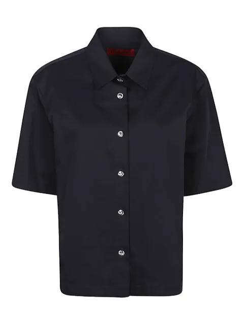 jewel-button short-sleeve shirt by THELATEST