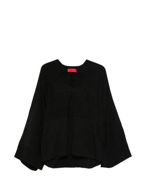 wide sleeve V-neck blouse by THELATEST