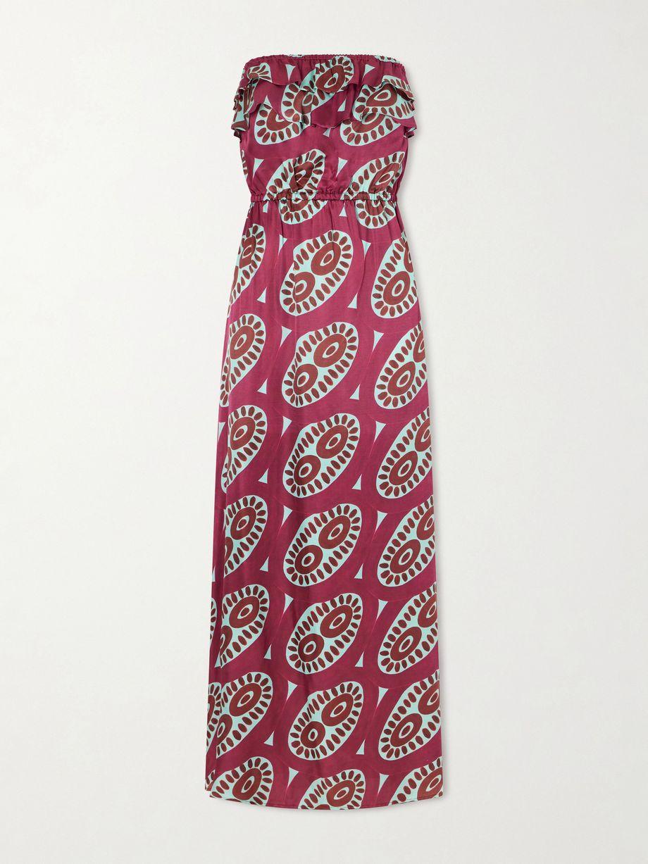 Selene printed ruffled silk-blend maxi dress by THEMIS Z