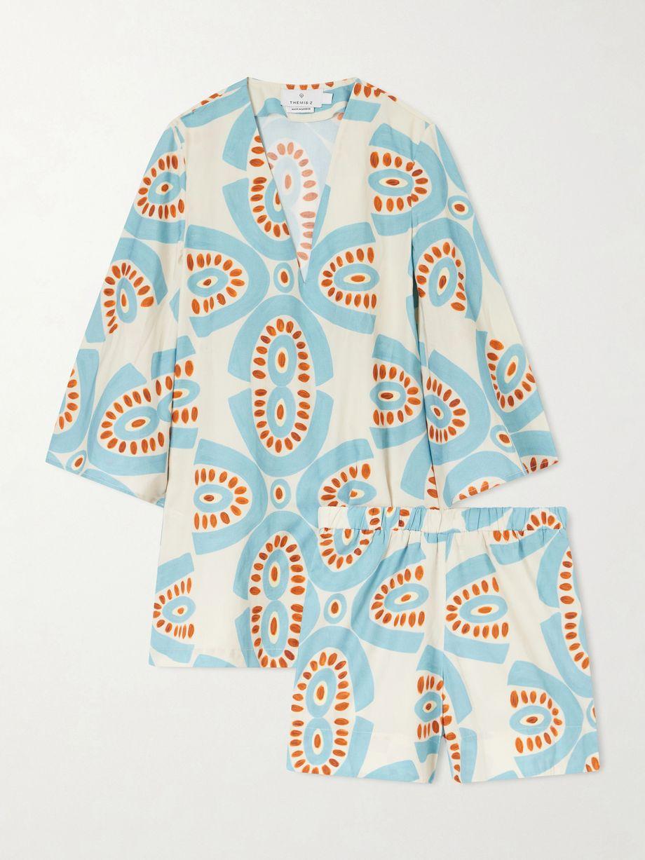 Thaleia printed cotton blouse and shorts set by THEMIS Z