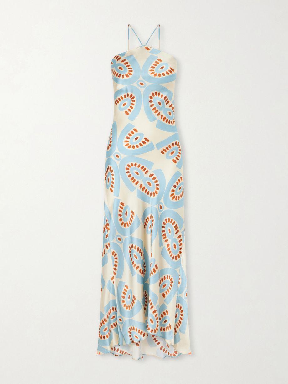Thaleia printed silk-satin maxi dress by THEMIS Z