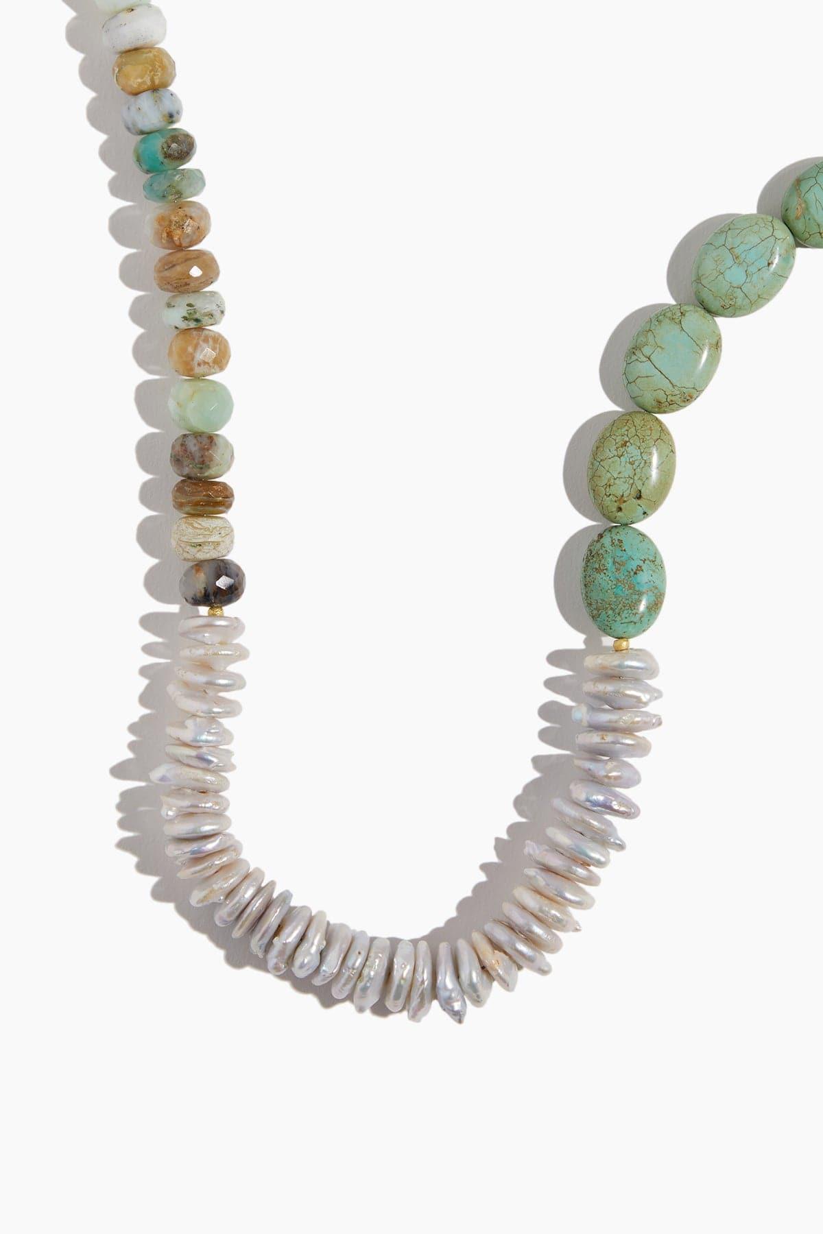 Asymmetric Pearl and Turquoise Candy Necklace by THEODOSIA