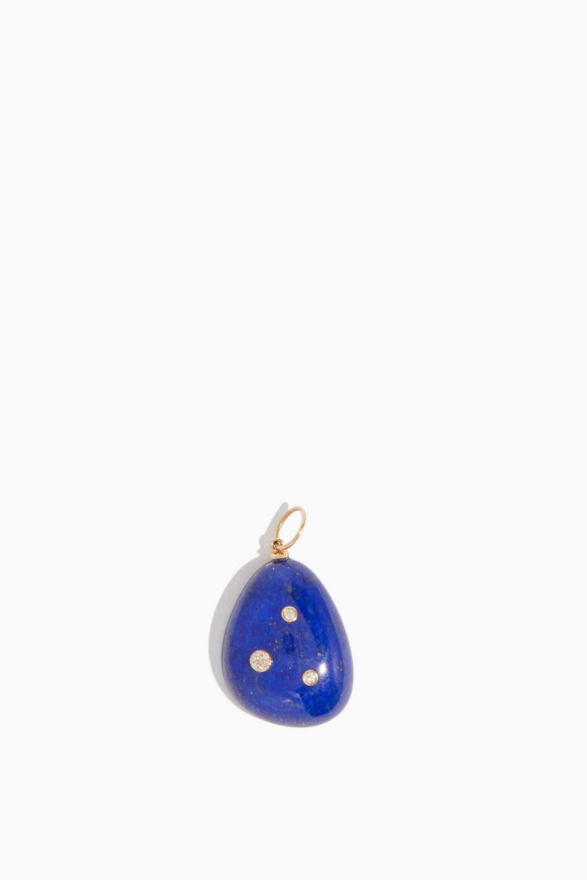 Lapis with Three Bezel Diamond Pendant by THEODOSIA