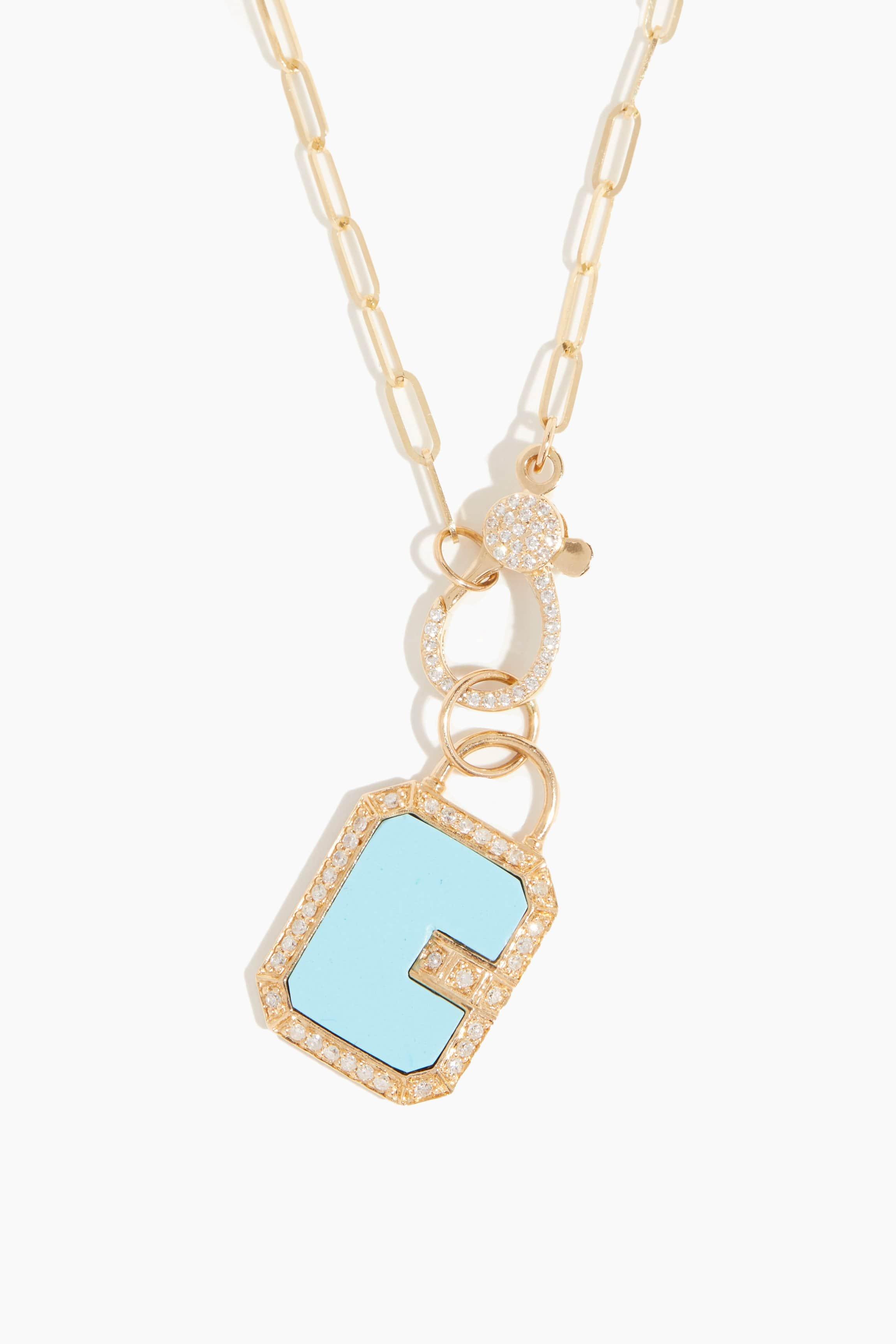 Lock Pendant in Turquoise and Diamond by THEODOSIA