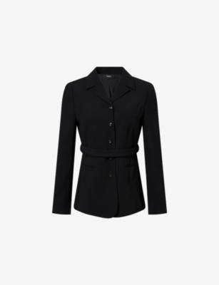 Belted Tie-Waist Woven Blazer by THEORY