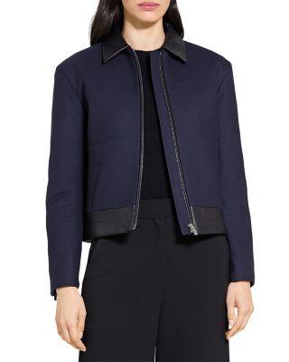 Boxy Wool Blend Zip Jacket by THEORY