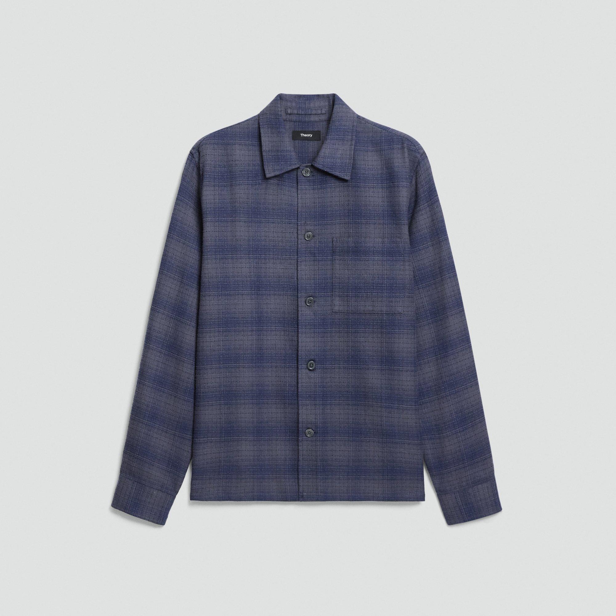 Button-Up Shirt in Textured Check by THEORY