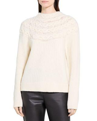 Cable Yoke Wool Cashmere Sweater by THEORY