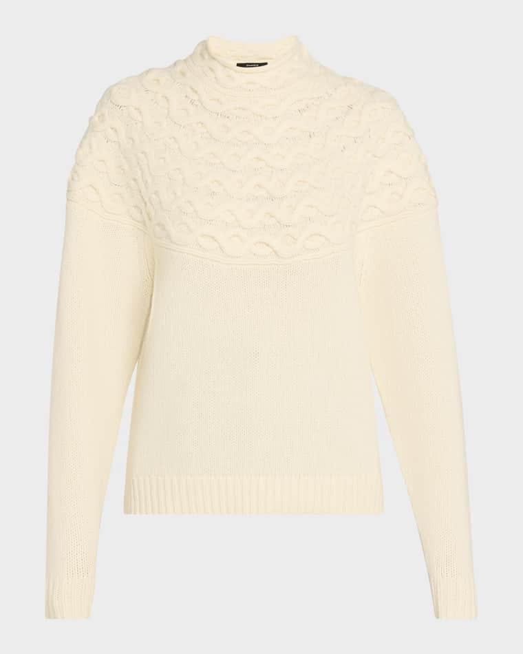Cashmere-Blend Cable-Knit Sweater by THEORY