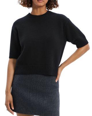 Cashmere Cropped Short Sleeve Sweater by THEORY