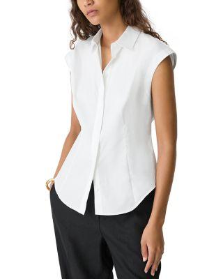 Cinched Cap Sleeve Shirt in Good Cotton by THEORY