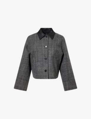 Collared Boxy Wool-Blend Jacket by THEORY