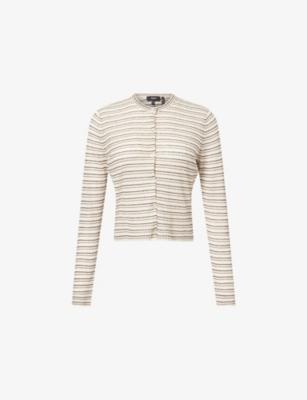 Crop Rib-Knit Linen-Blend Cardigan by THEORY