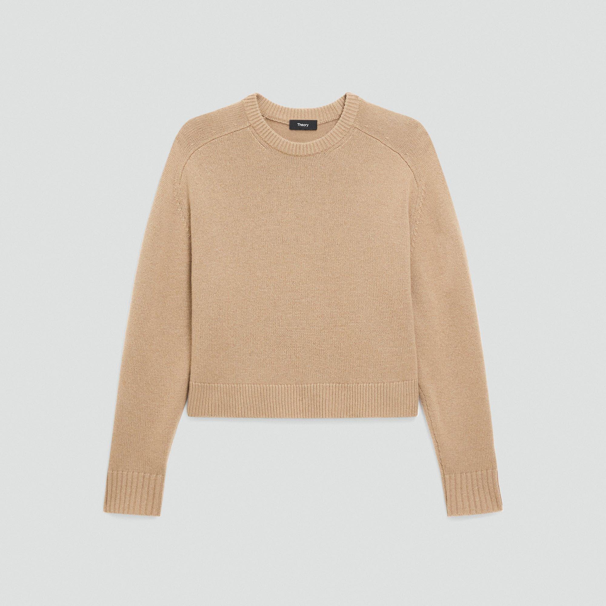 Cropped Crewneck Sweater in Cashmere by THEORY