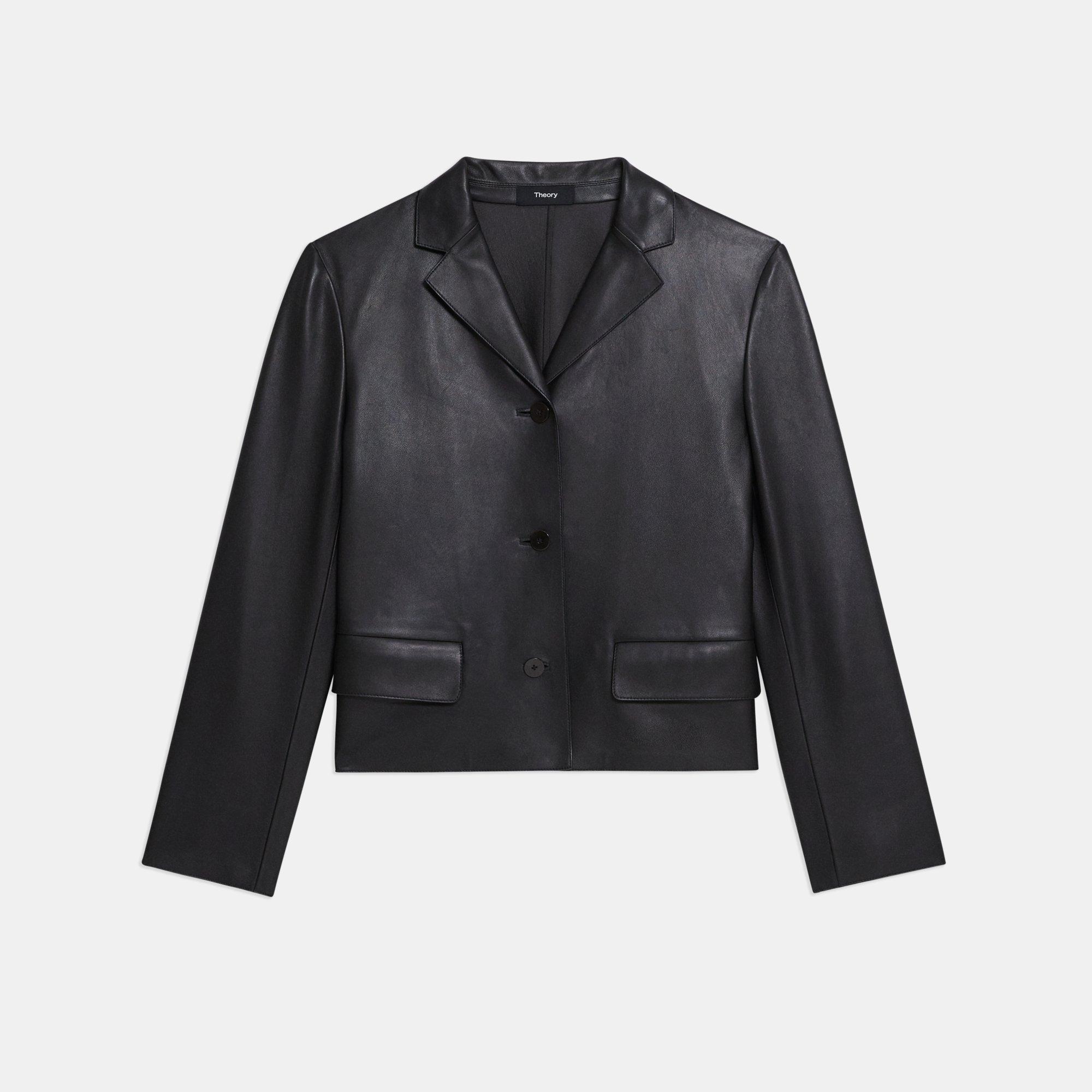 Cropped Jacket in Leather by THEORY