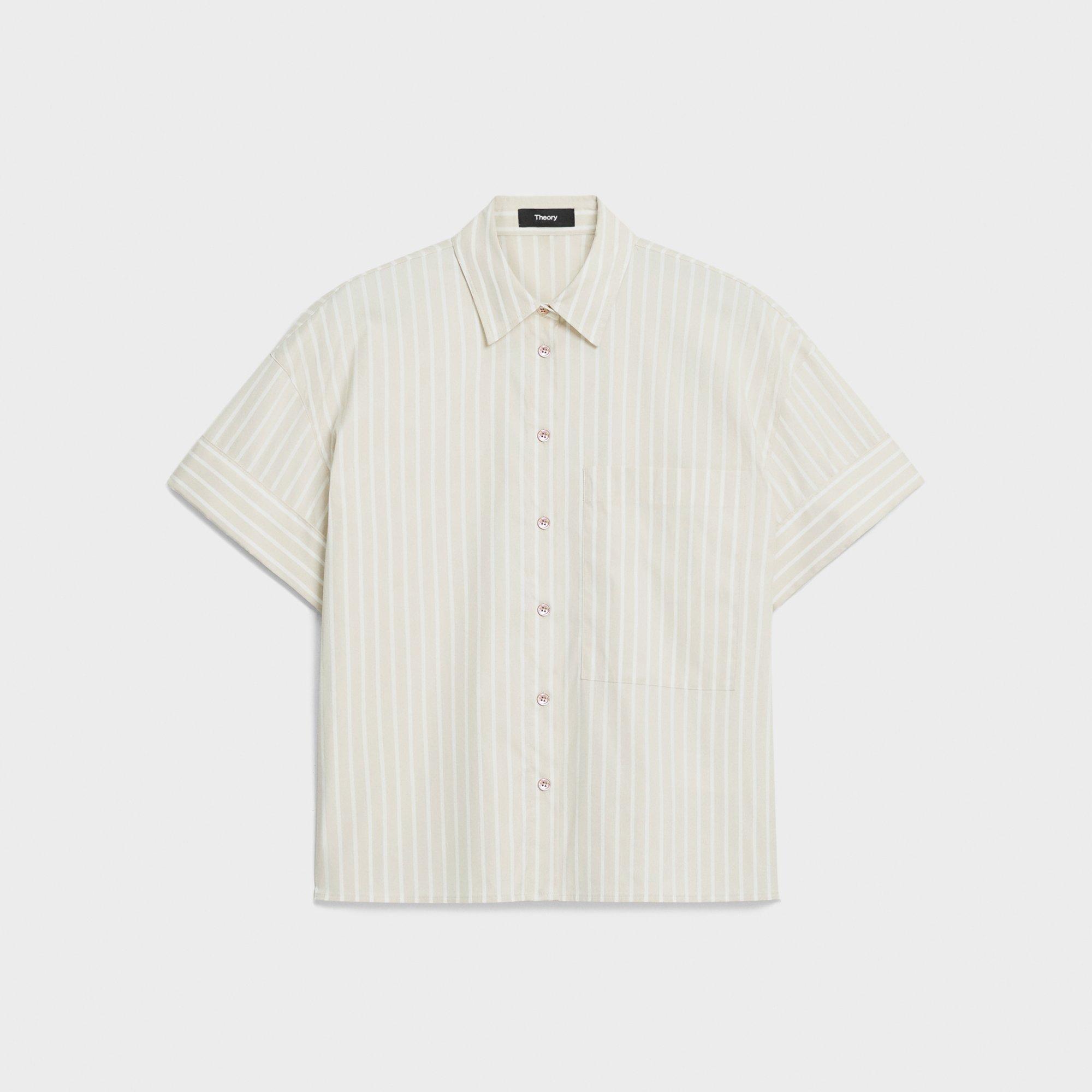 Cuffed Shirt in Striped Cotton-Blend by THEORY