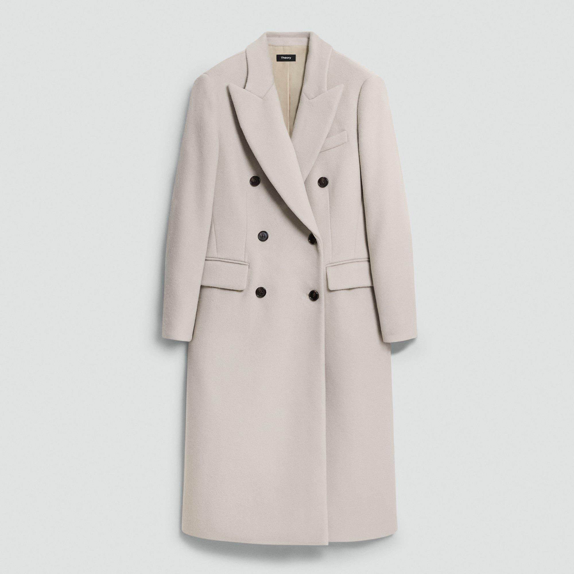 Double-Breasted Peacoat in Plush Melton by THEORY