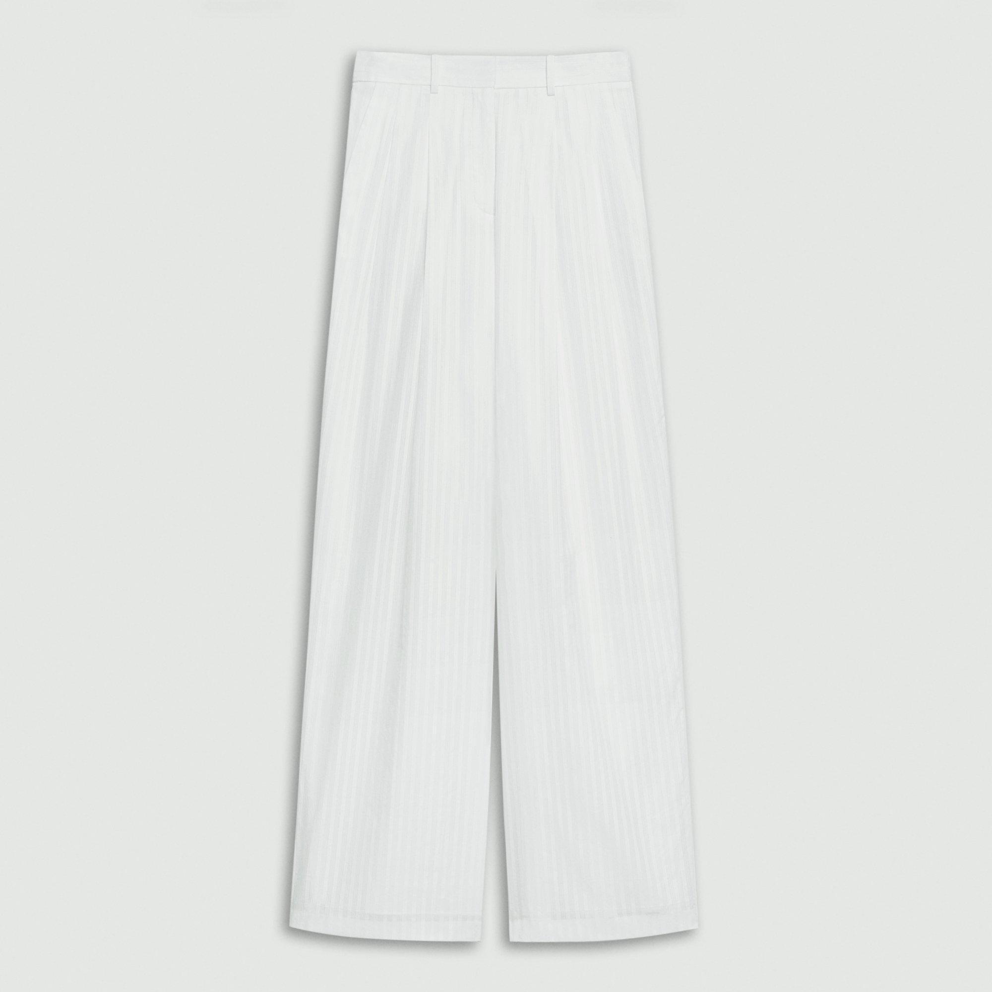 Double Pleat Pant in Linear Cotton by THEORY