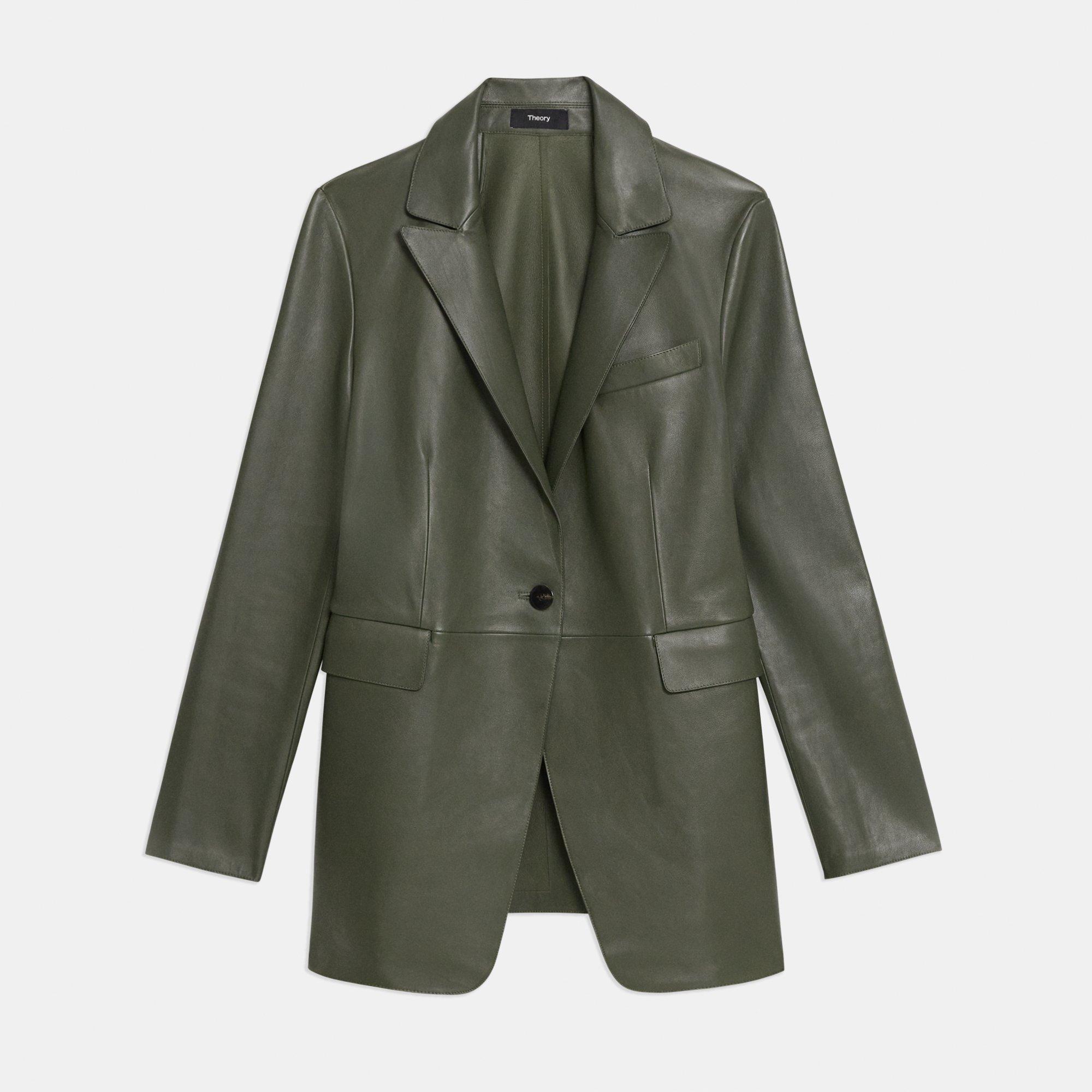 Etiennette Blazer in Leather by THEORY