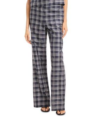 Fluid Silk Plaid Pants by THEORY