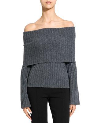 Foldover Off-the-Shoulder Sweater by THEORY