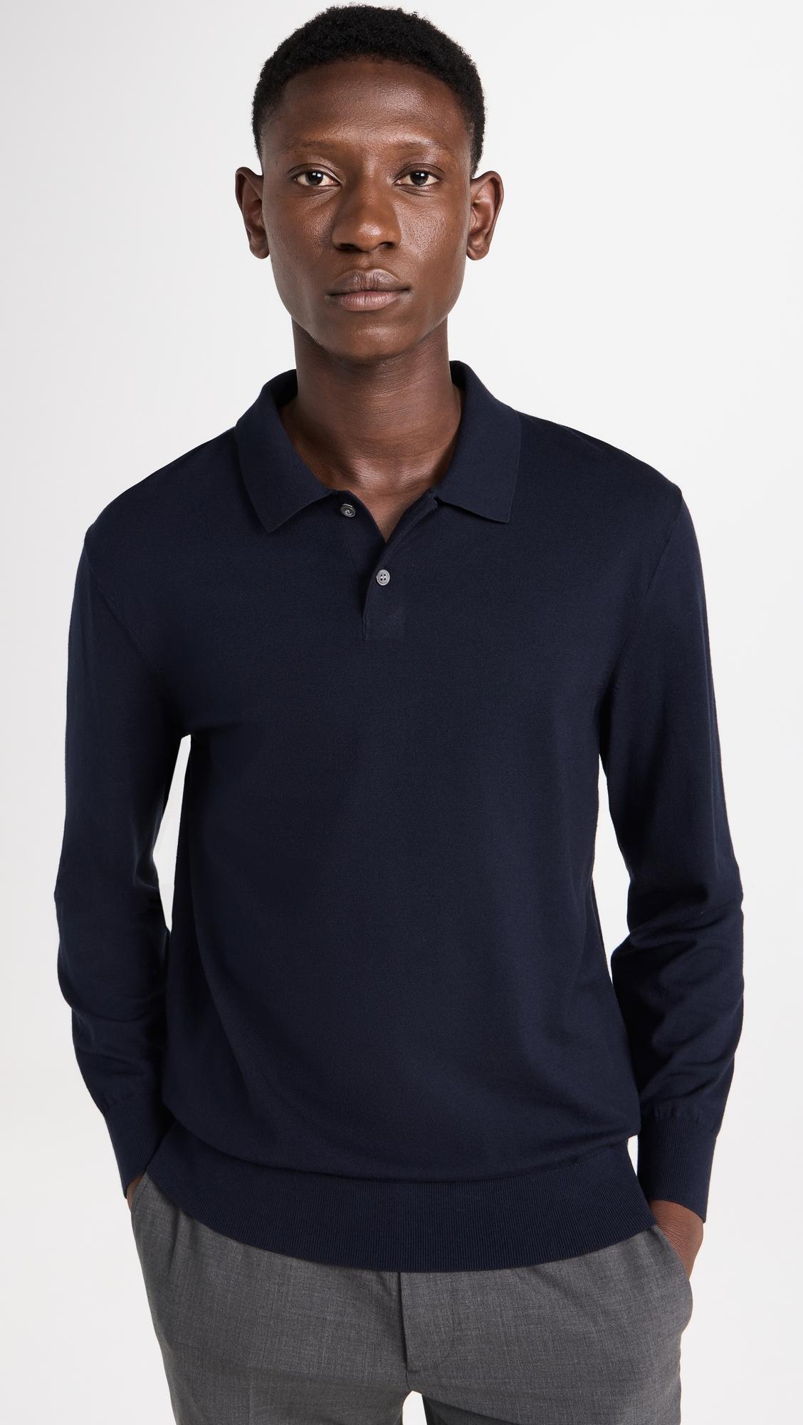 Goris Polo Long Sleeve in Light Bilen by THEORY