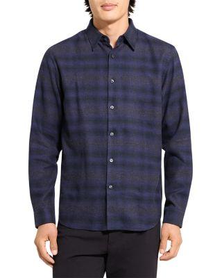 Irving Button Down in Soft Plaid Cotton by THEORY