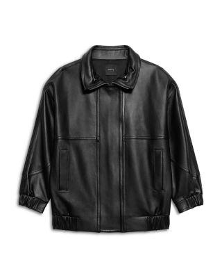 Leather Front Zip Jacket by THEORY