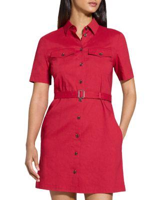 Linen Blend Military Mini Dress by THEORY