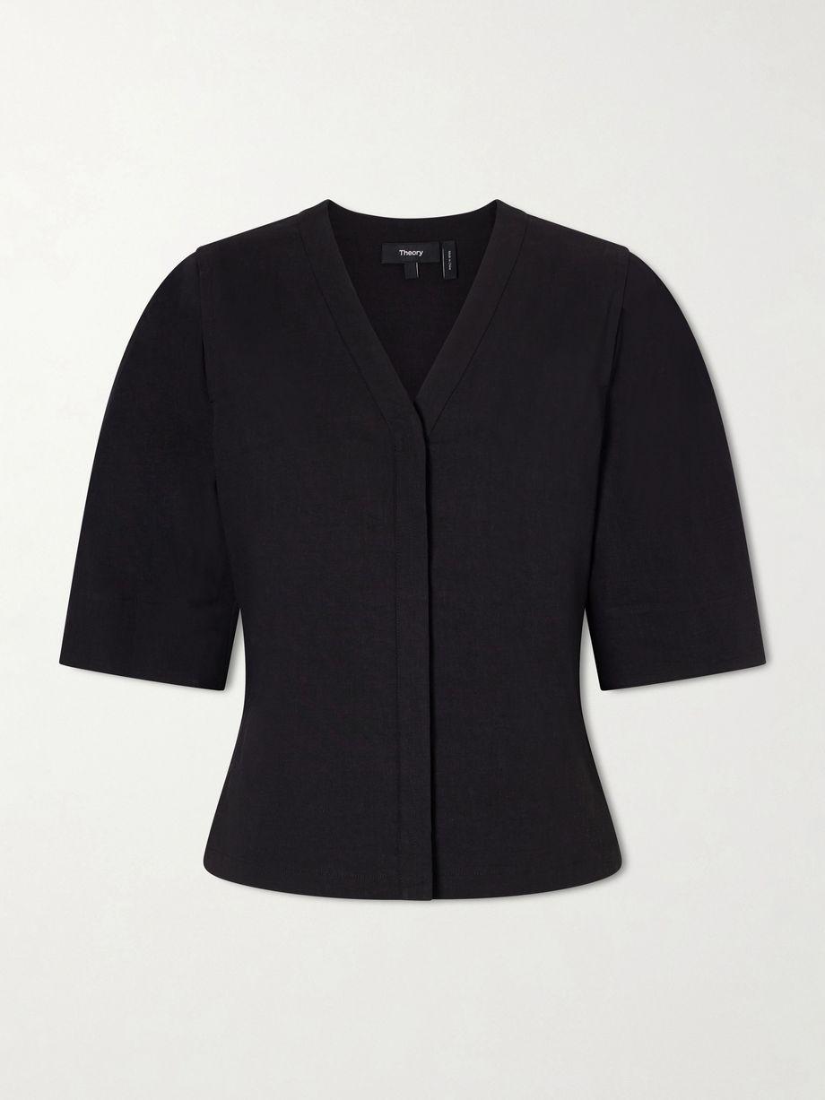 Linen-blend blouse by THEORY