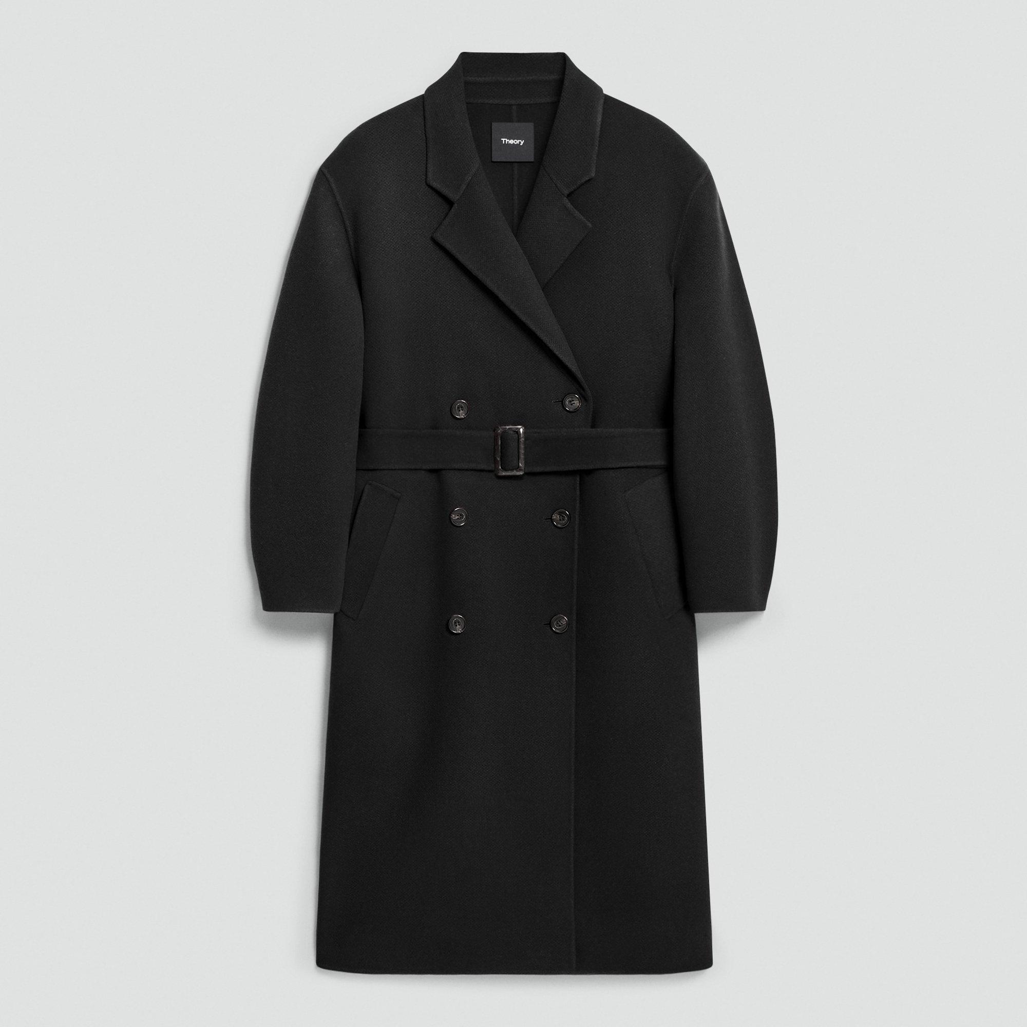 Long Trench Coat in Textured Wool-Cashmere by THEORY