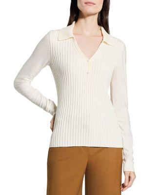 Merino Wool Ribbed Collar Sweater by THEORY