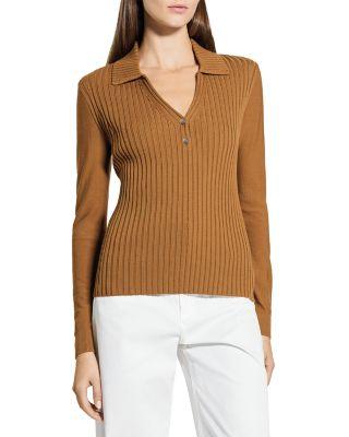 Merino Wool Ribbed Collar Sweater by THEORY