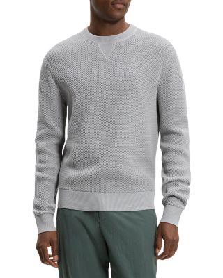 Myhlo Long Sleeve Crewneck in Tactile Cotton New Dark Vapor Sweater by THEORY