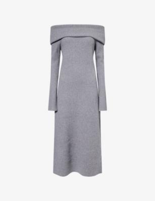 Off-Shoulder Wool and Cashmere-Blend Midi Dress by THEORY