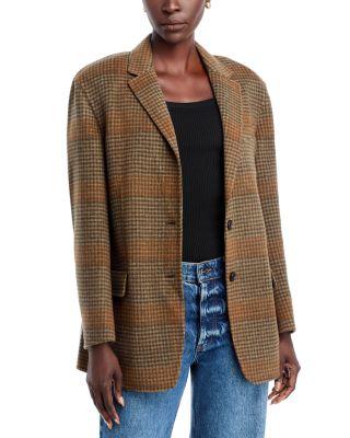Oversized Blazer in Plaid Wool-Cashmere by THEORY
