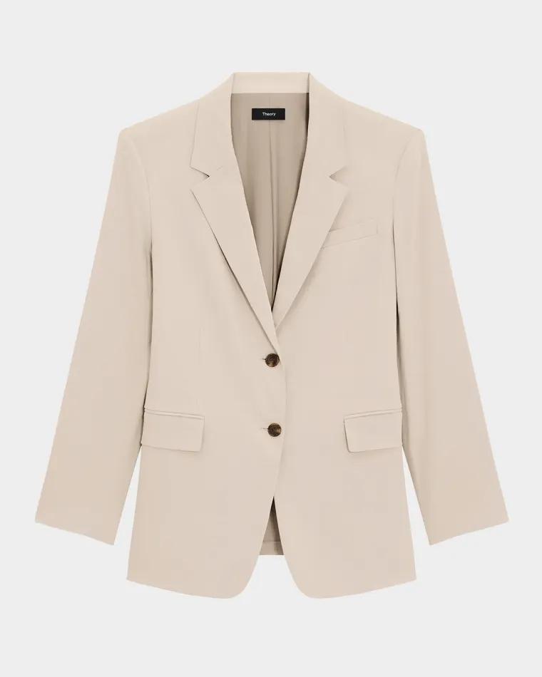 Oversized Crunch Linen Blazer by THEORY