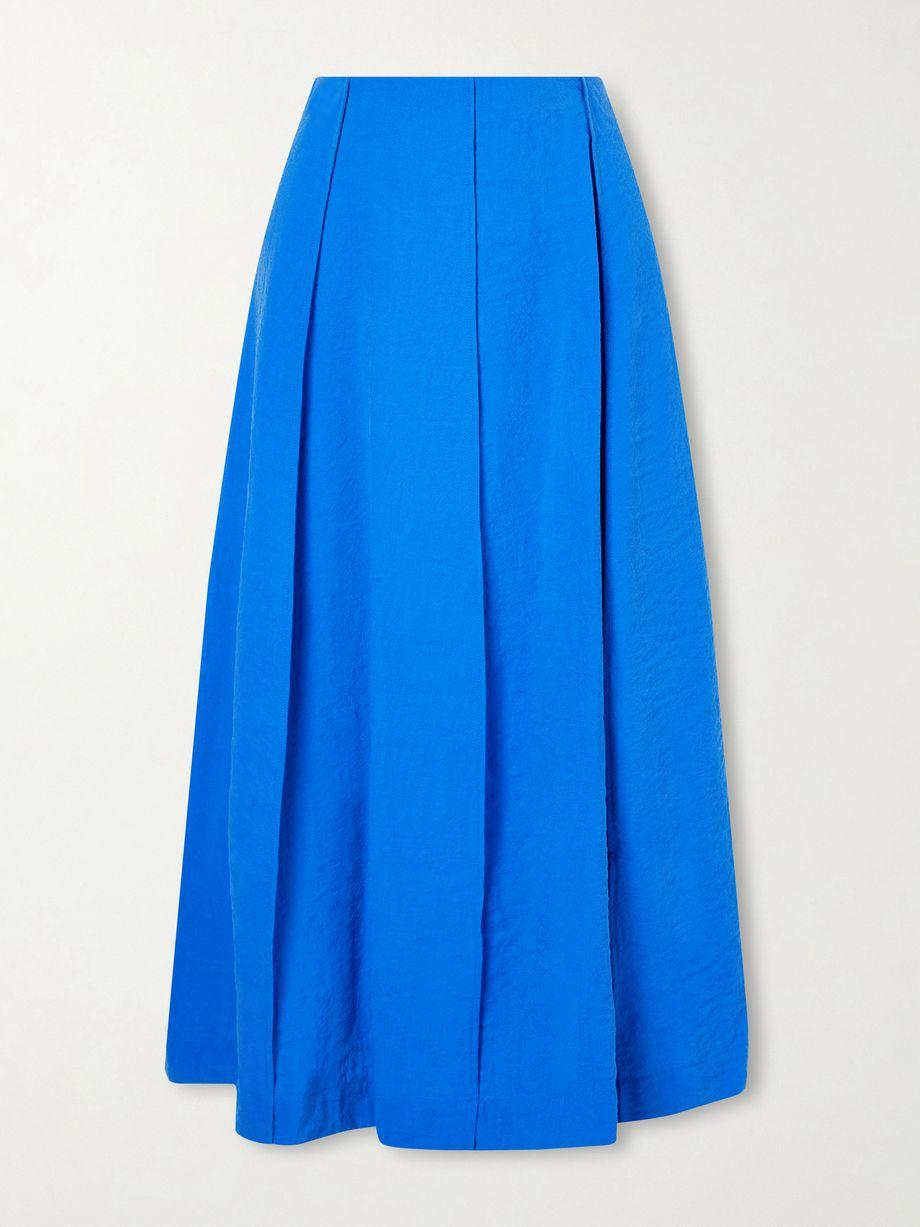 Pleated silk-blend crepe midi skirt by THEORY
