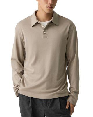 Relaxed Long Sleeve City Interlock Polo Shirt by THEORY