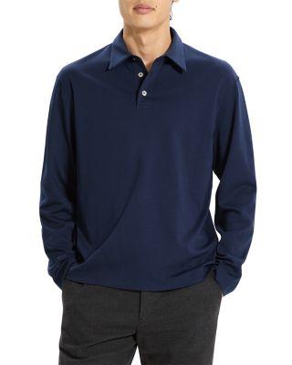 Relaxed Long Sleeve City Interlock Polo Shirt by THEORY