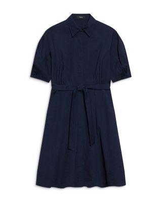 Round Sleeve Belted Shirt Dress by THEORY