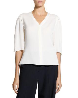 Round Sleeved Silk Top by THEORY