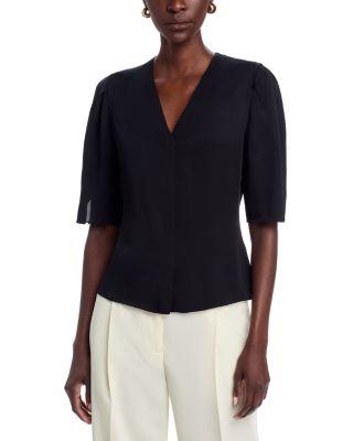 Round Sleeved Silk Top by THEORY